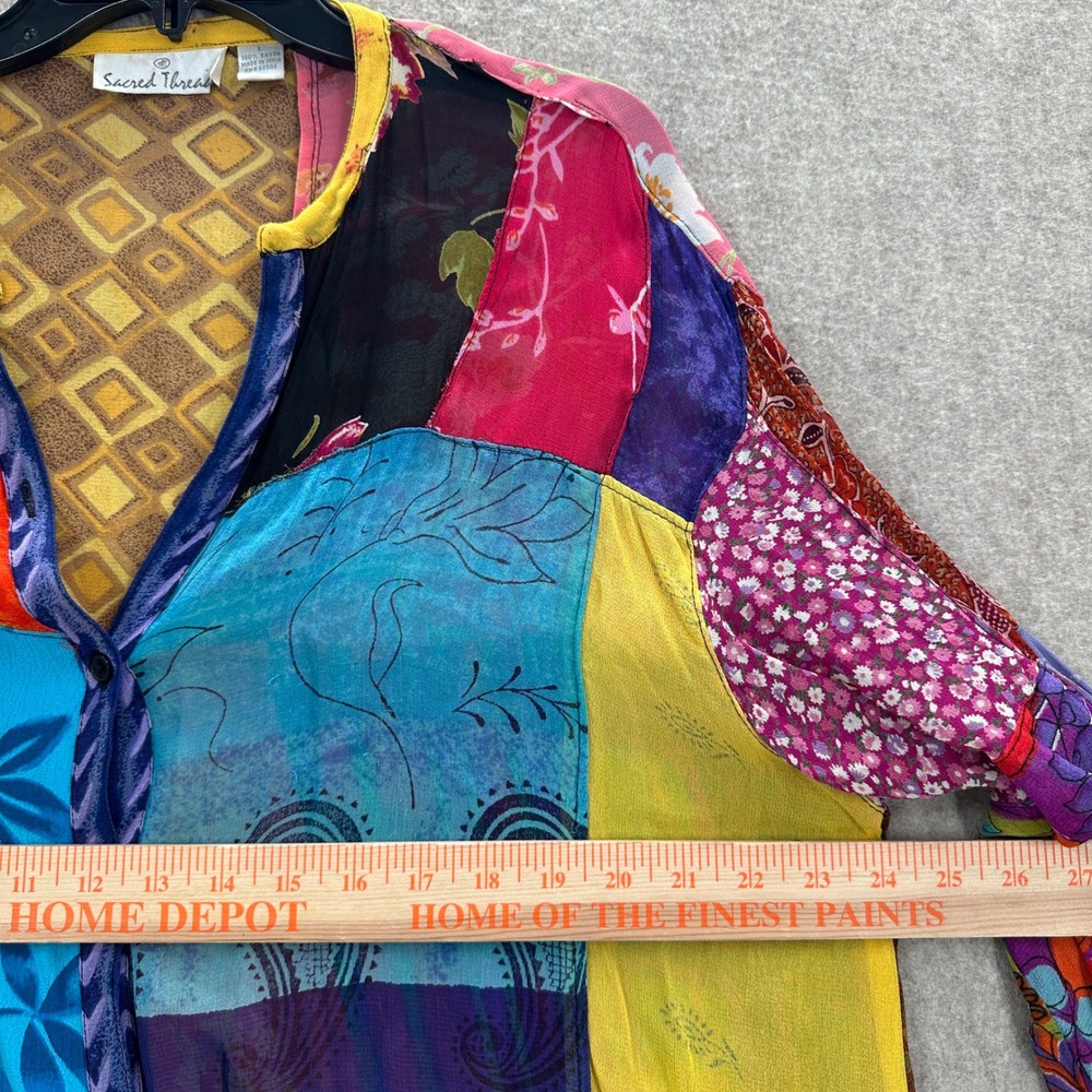Sacred Threads Large Patchwork Button Chiffon Tun… - image 6